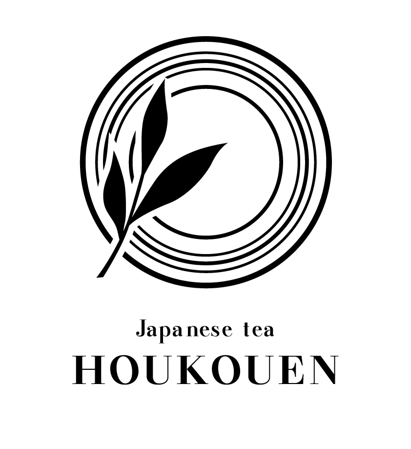 左胸に入った茶葉のロゴマーク Japanese tea HOUKOUEN