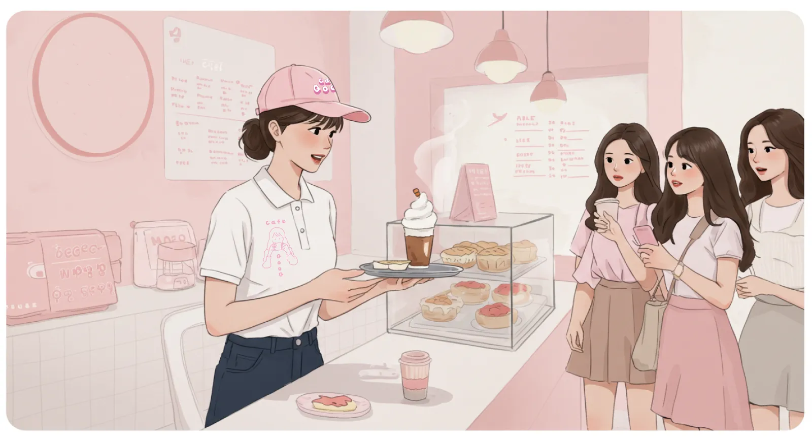 カフェ接客イラスト