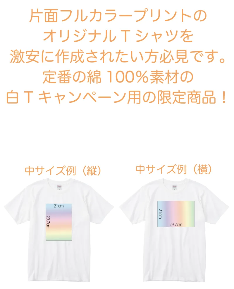 ホワイトバリューセットTシャツ（中サイズプリント）